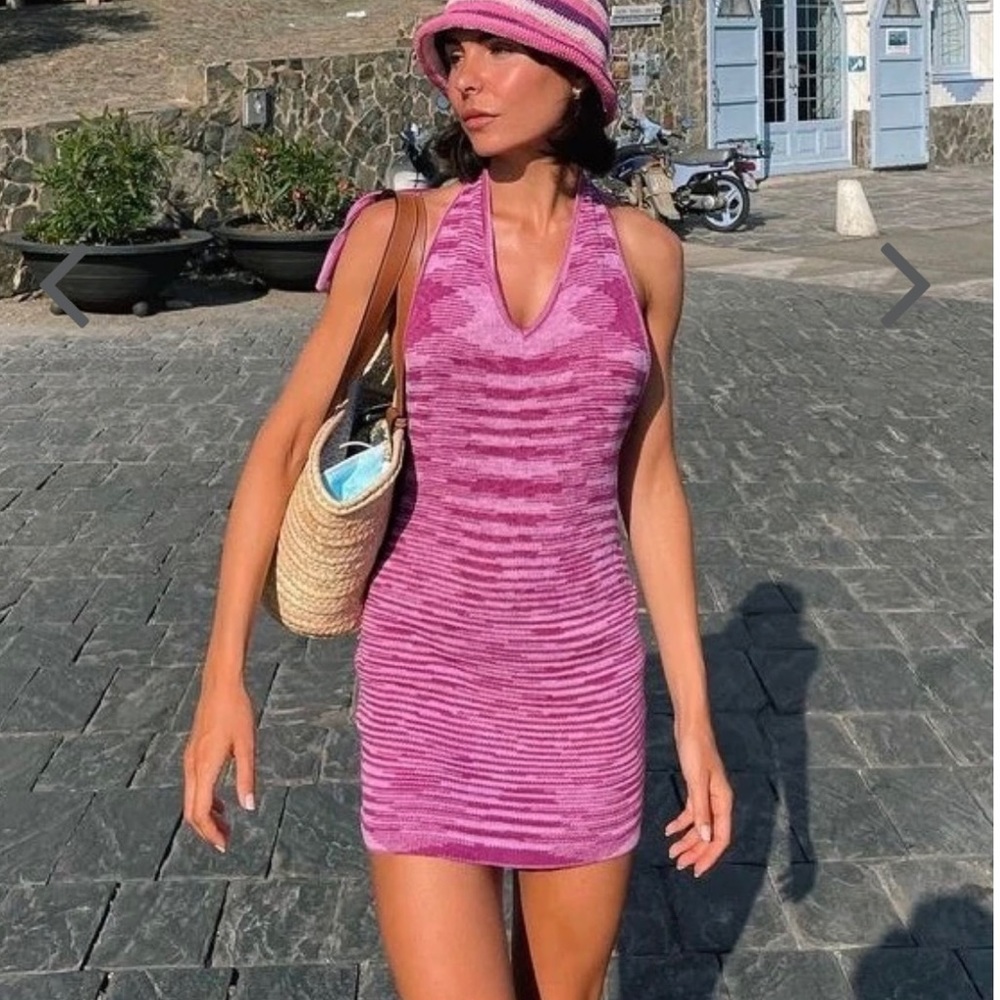 Vrg girl Crowd Control Halter Knit Mini Dress // Purple